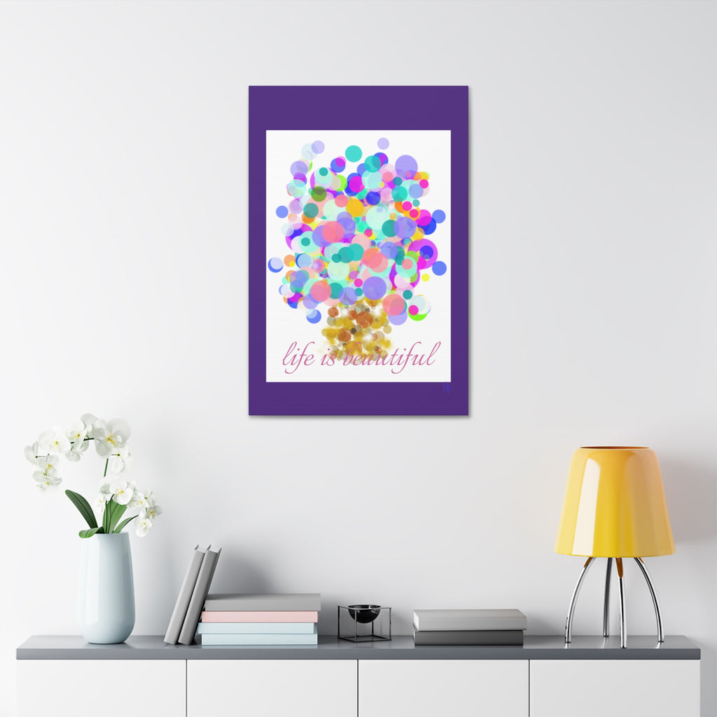 Life Is Beautiful Colorful Bubble Tree Canvas