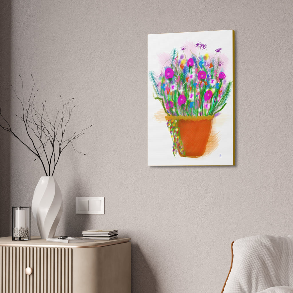 Flowers Brighten Your Day.  Stretched Canvas Wall Art — 1.5" Depth