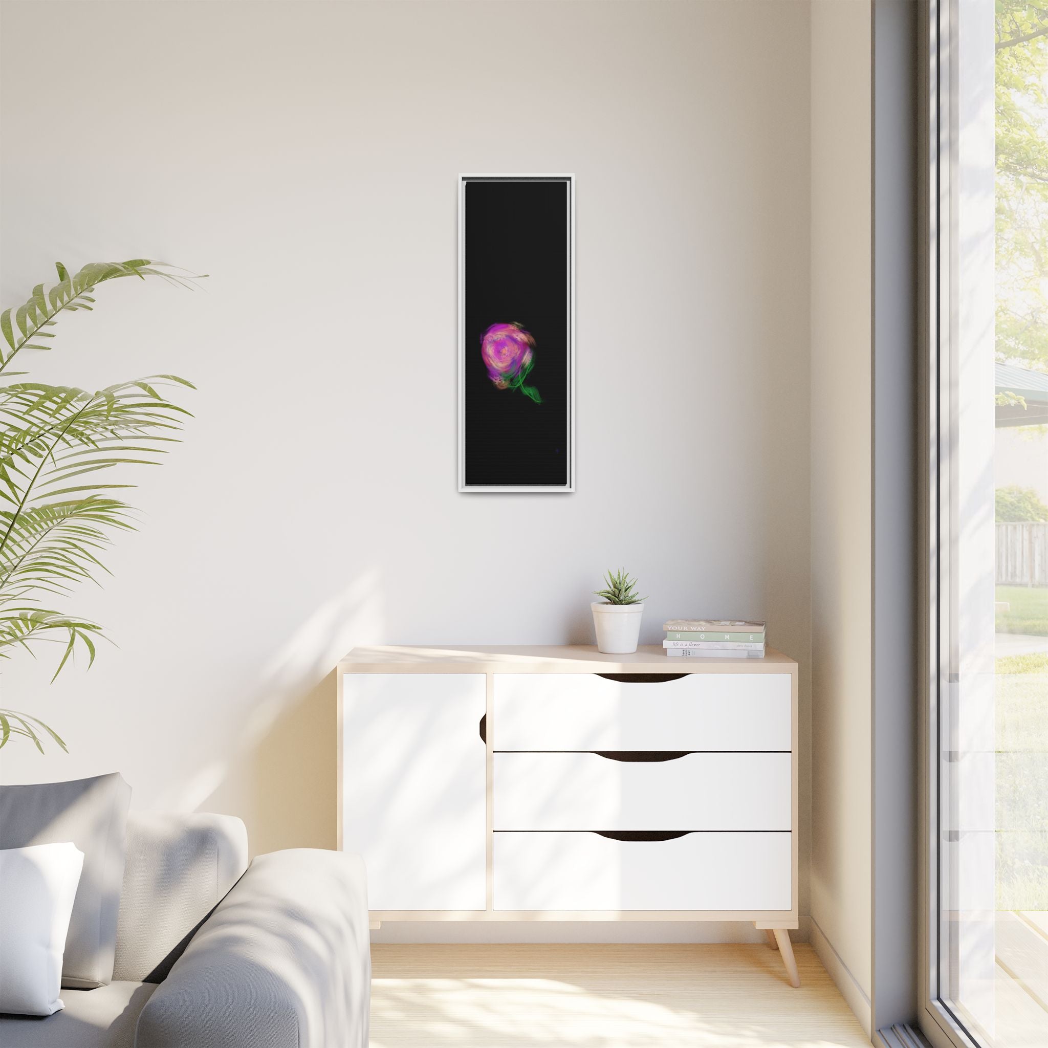 Abstract Rose Swirl Matte Framed Canvas — Multicolor Floral Wall Art