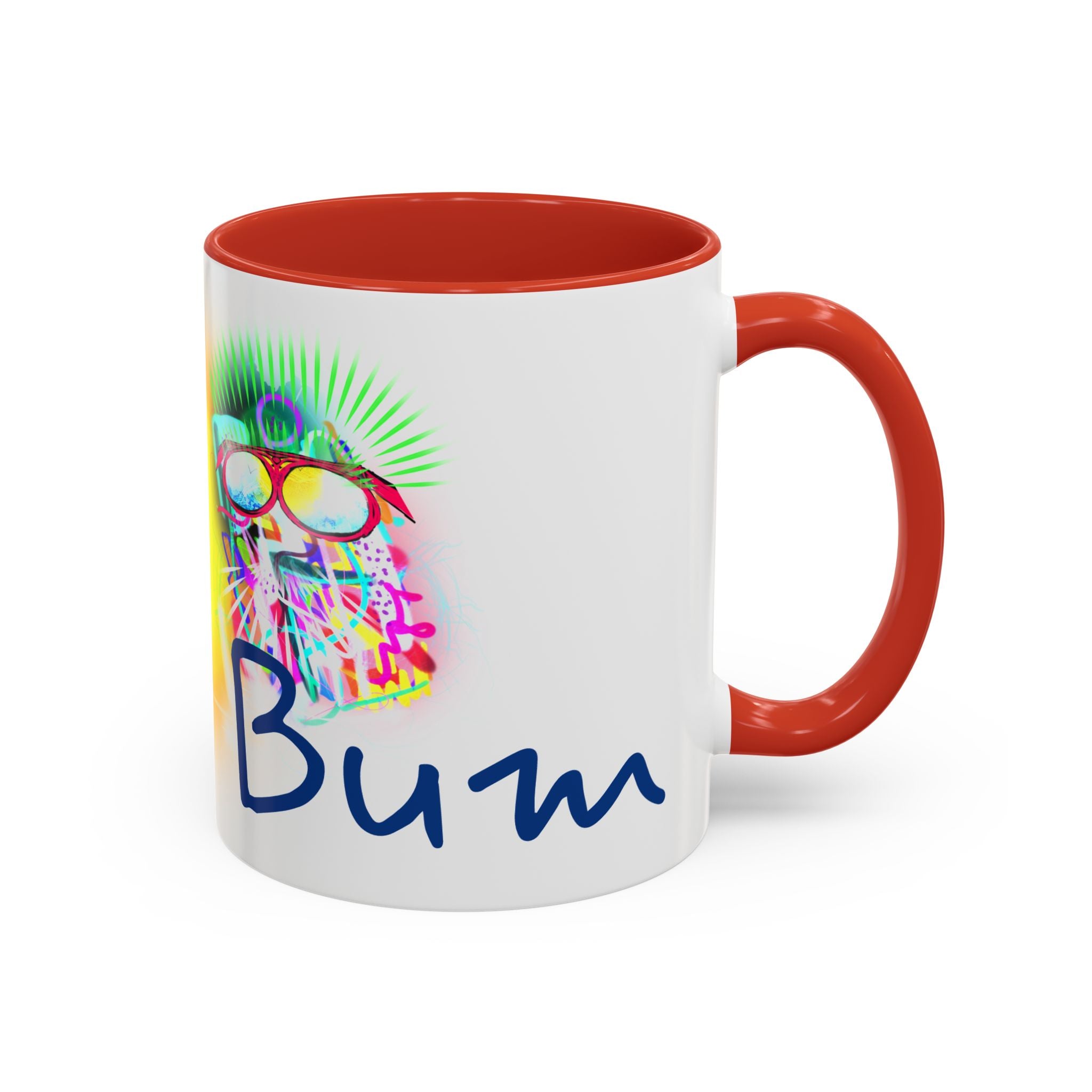 Beach Bum Coffee Mug — Colorful Retro Skull Design (11/15oz)