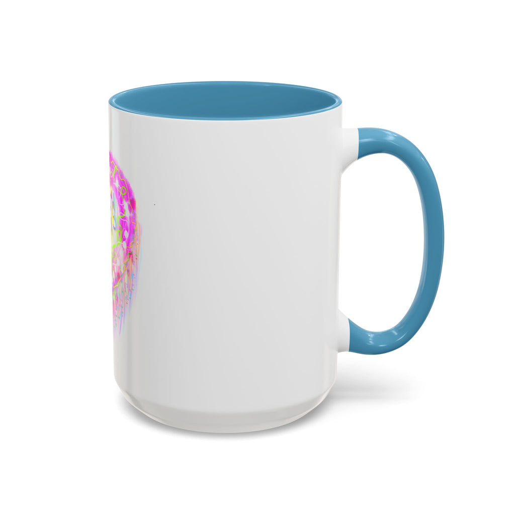 Pink Heart Floral Coffee Mug — Cute Pastel Accent Mug with Daisy Heart Design