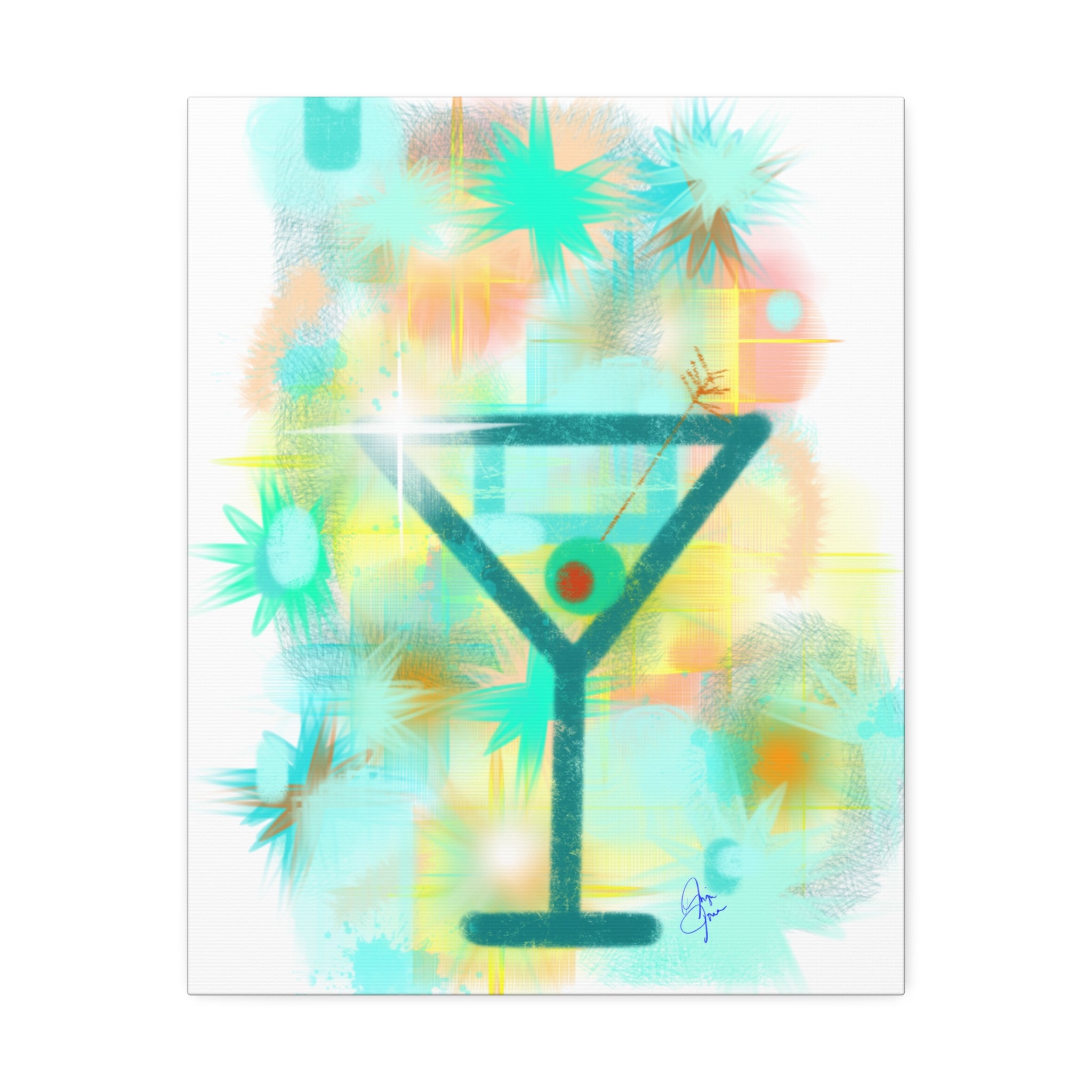 Martini Pop Art Canvas — Colorful Retro Cocktail Wall Art