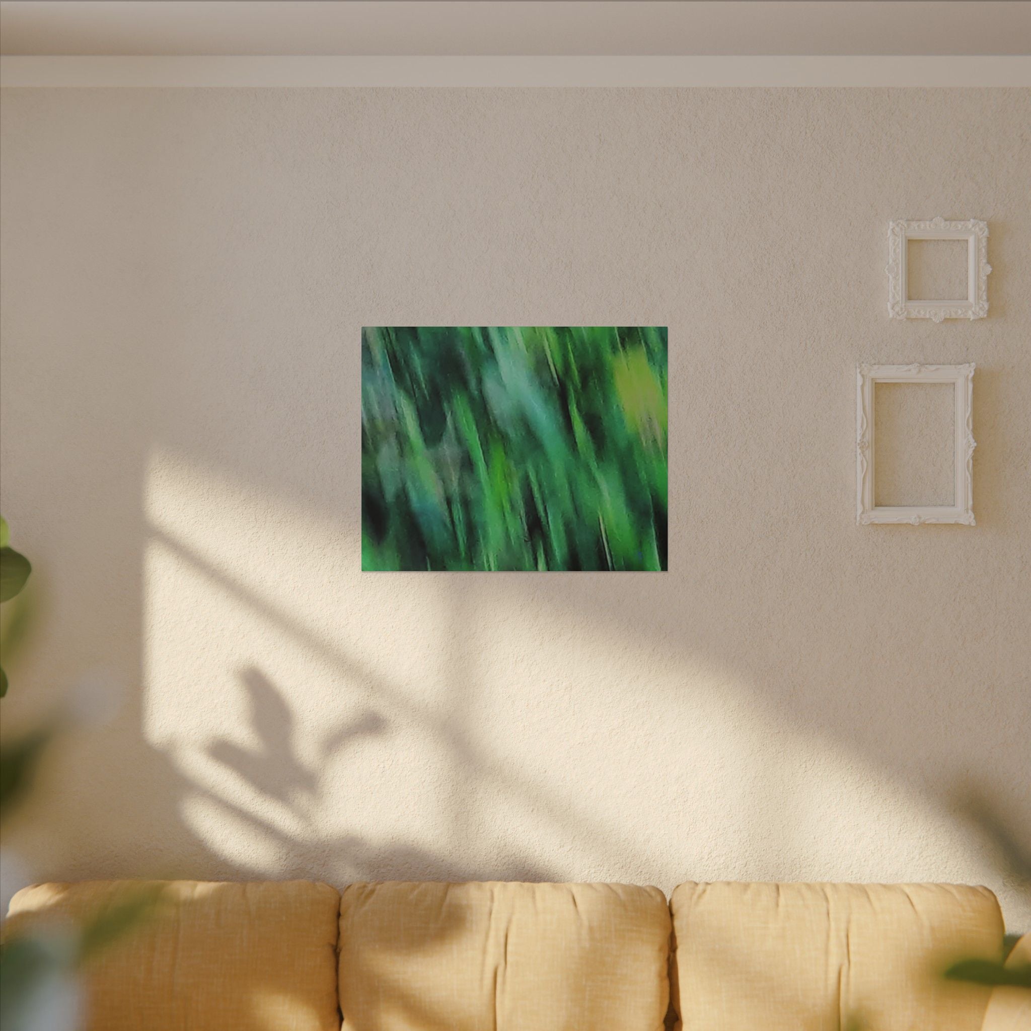 Green Abstract Blur Canvas Wall Art — Vibrant Nature-Inspired Matte Print