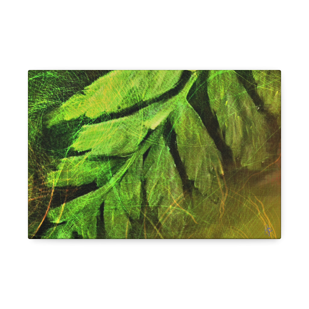 Botanical Leaf Art Canvas — Green Fern Stretched Canvas (1.5" Depth)