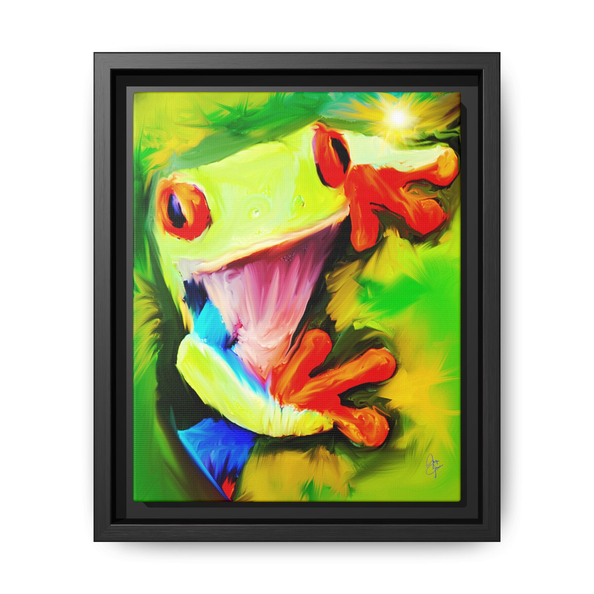 Colorful Tree Frog Matte Canvas Print — Framed Tropical Wall Art