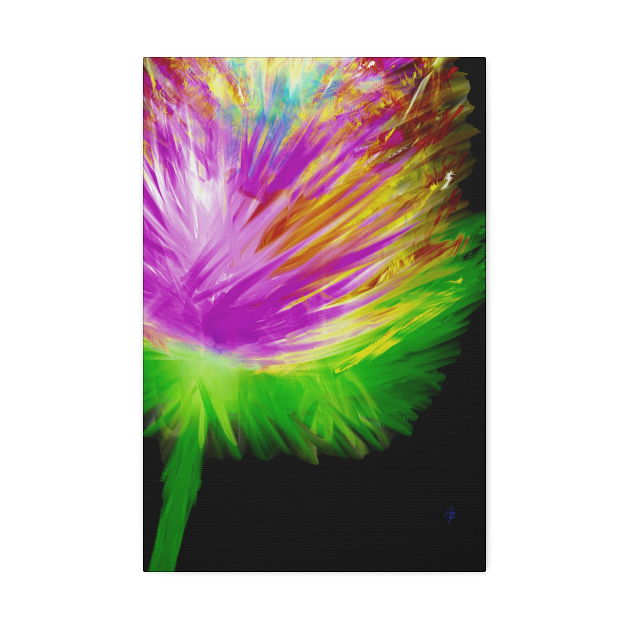 Vibrant Abstract Feather Canvas — Colorful Modern Wall Art (1.5" Stretched)