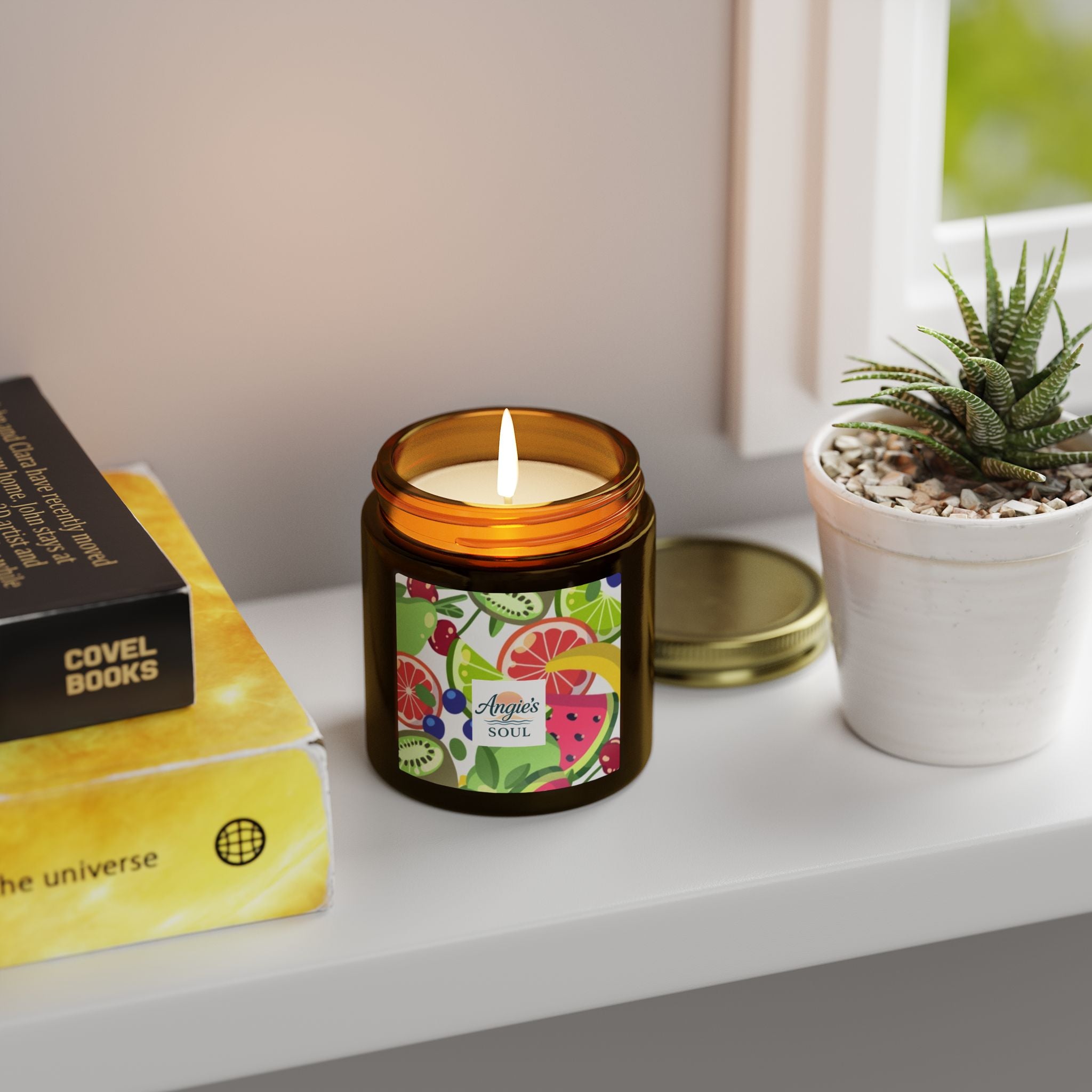 Coconut Apricot Scented Candle — Tropical Fruit Soy Jar (4oz/9oz)