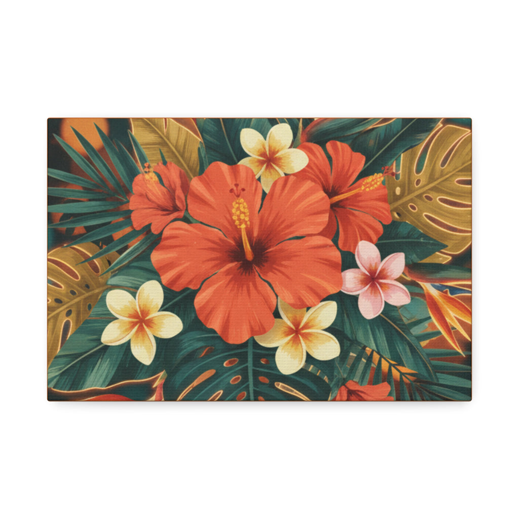 Tropical Hibiscus Canvas Wall Art — Vibrant Floral Stretched Canvas