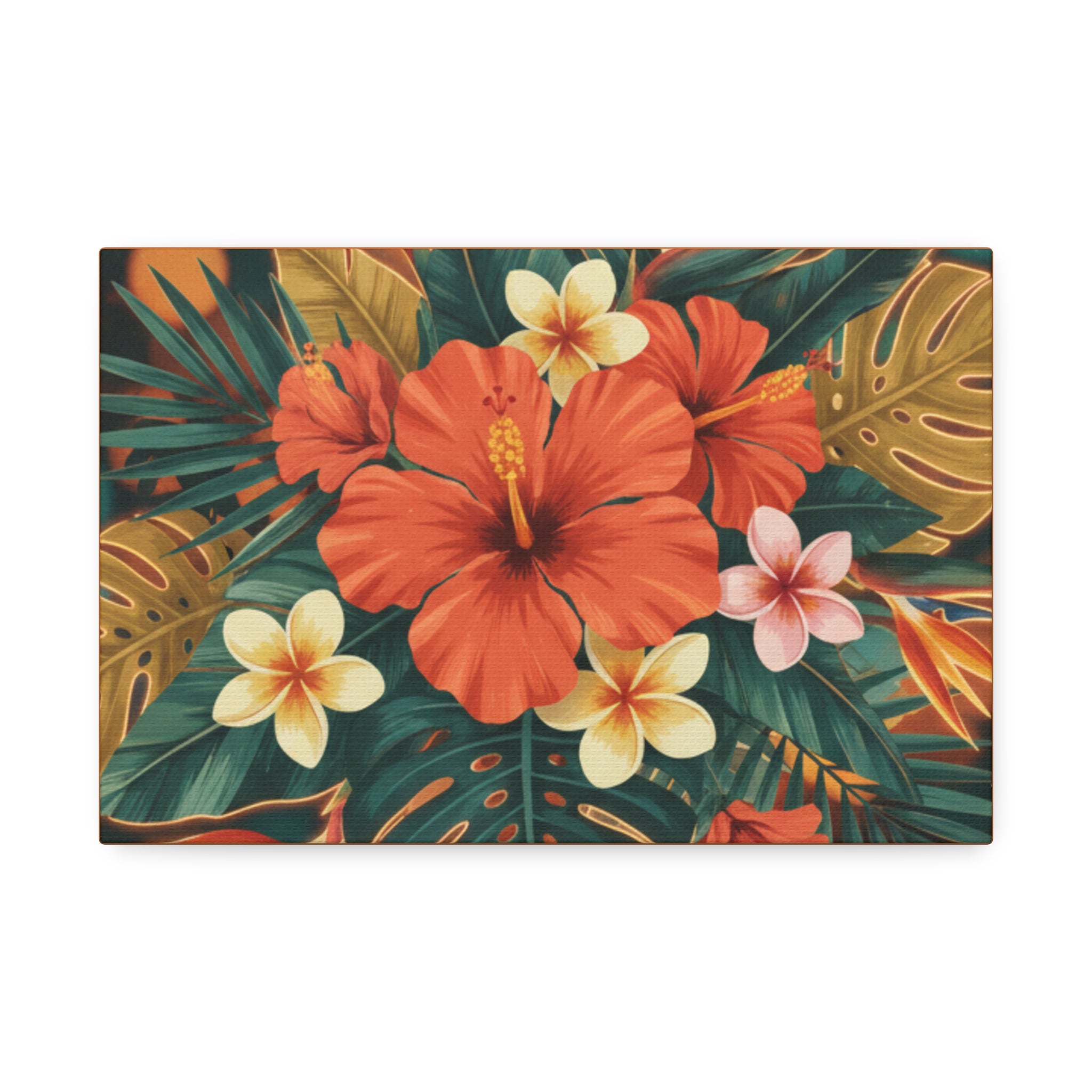 Tropical Hibiscus Canvas Wall Art — Vibrant Floral Stretched Canvas