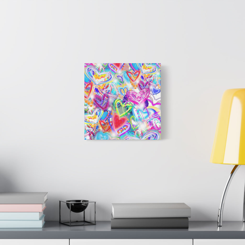 Colorful Heart Graffiti Matte Canvas