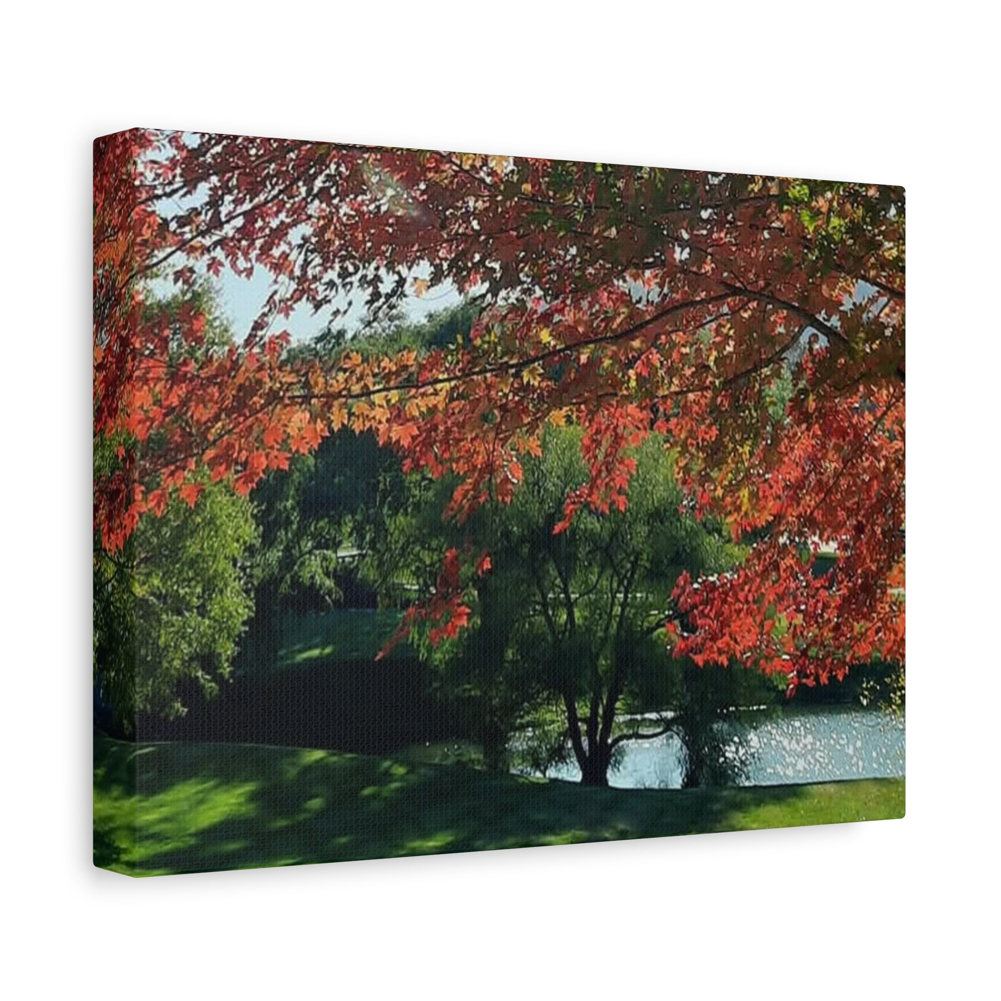 Autumn Lakeside Canvas Print — Stretched Matte Wall Art