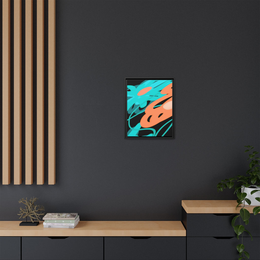 Abstract Teal & Coral Splash Framed Canvas