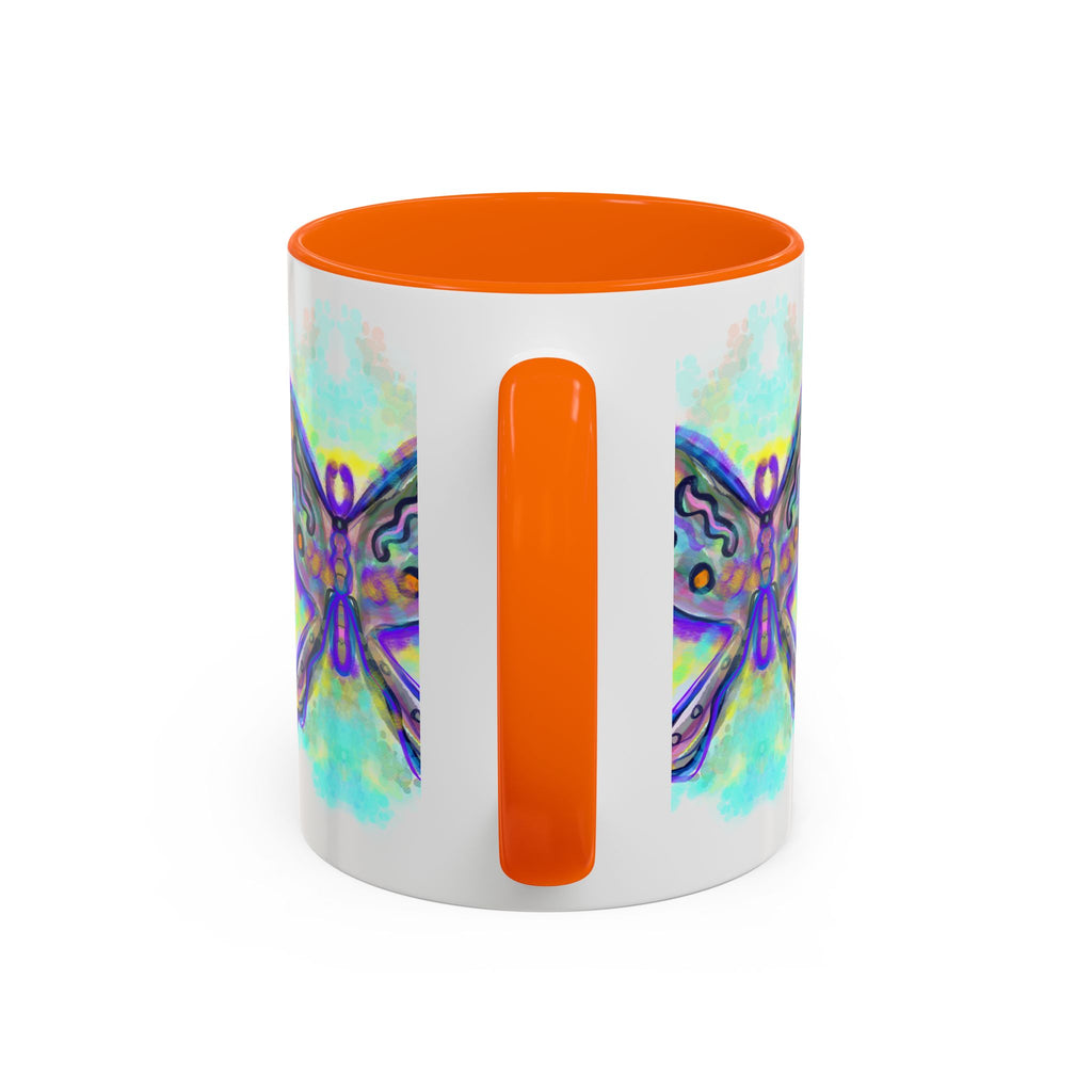 Butterfly Accent Coffee Mug — Colorful Watercolor Butterfly Design (11/15oz)