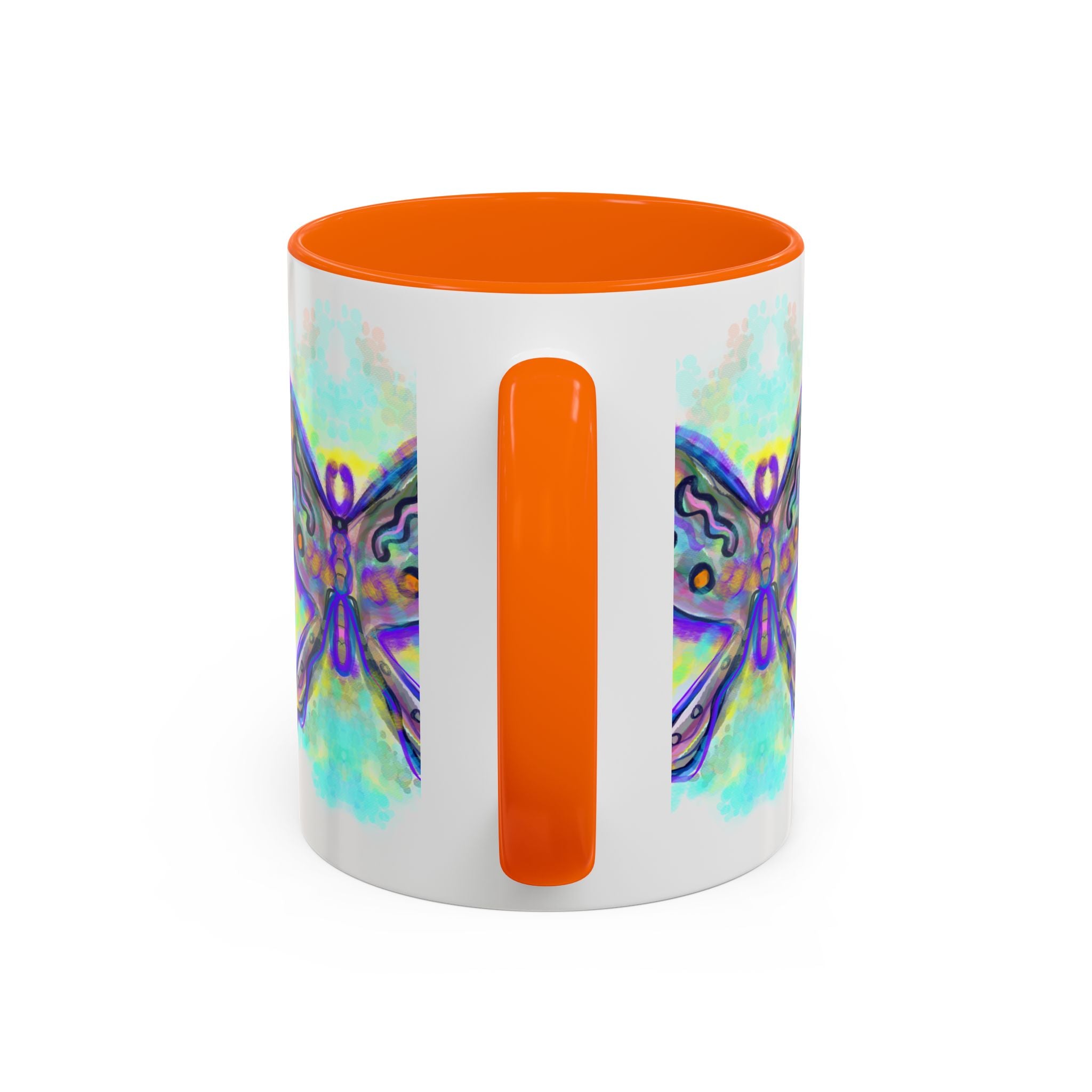 Butterfly Accent Coffee Mug — Colorful Watercolor Butterfly Design (11/15oz)