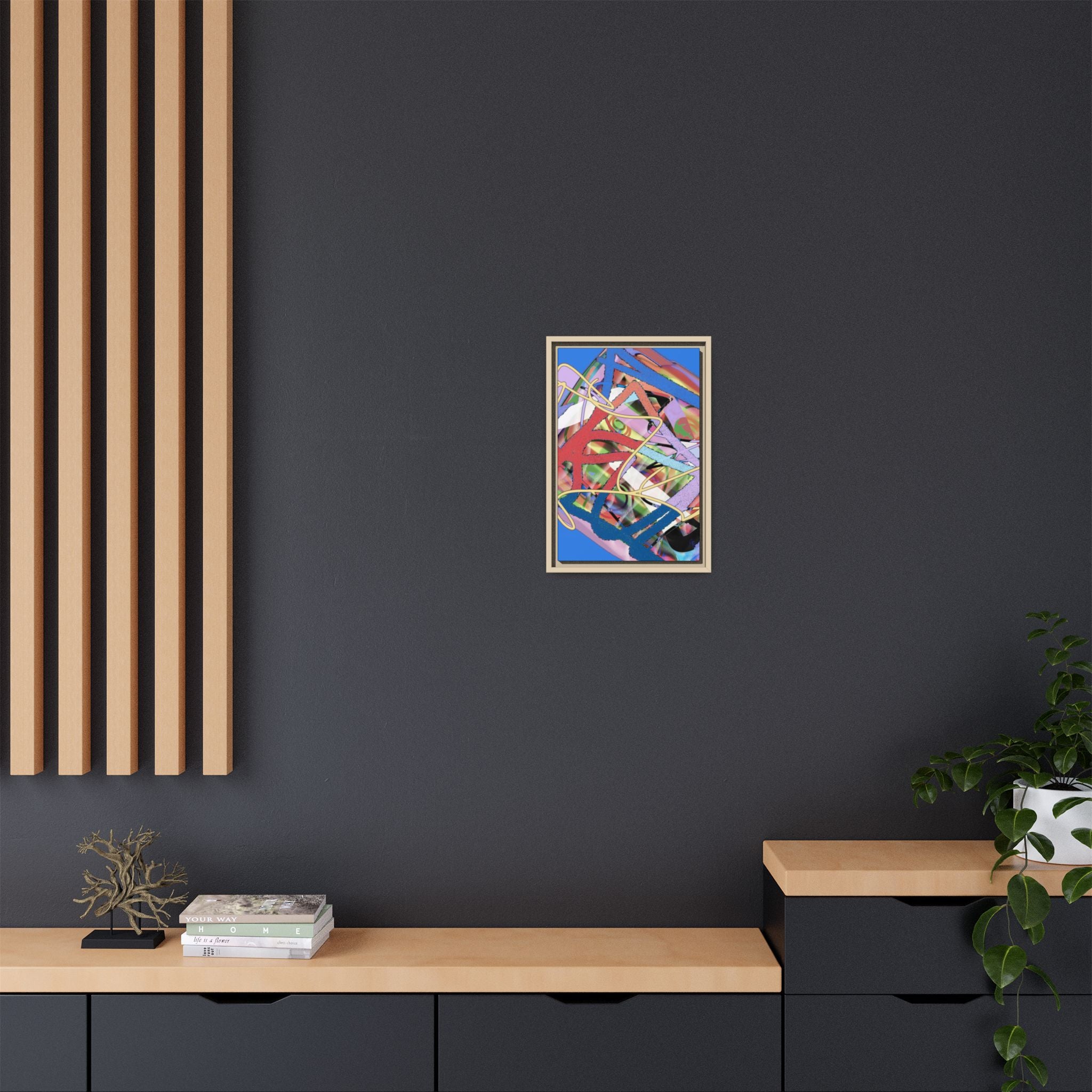 Abstract Multi‑Color Framed Canvas Art – Vibrant Modern Wall Decor