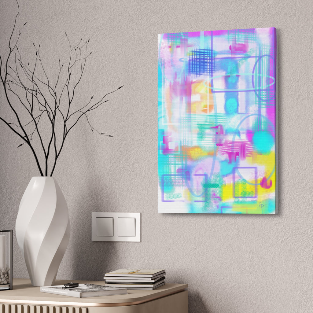 Abstract Pastel Canvas Print — Soft Watercolor Geometric Wall Art