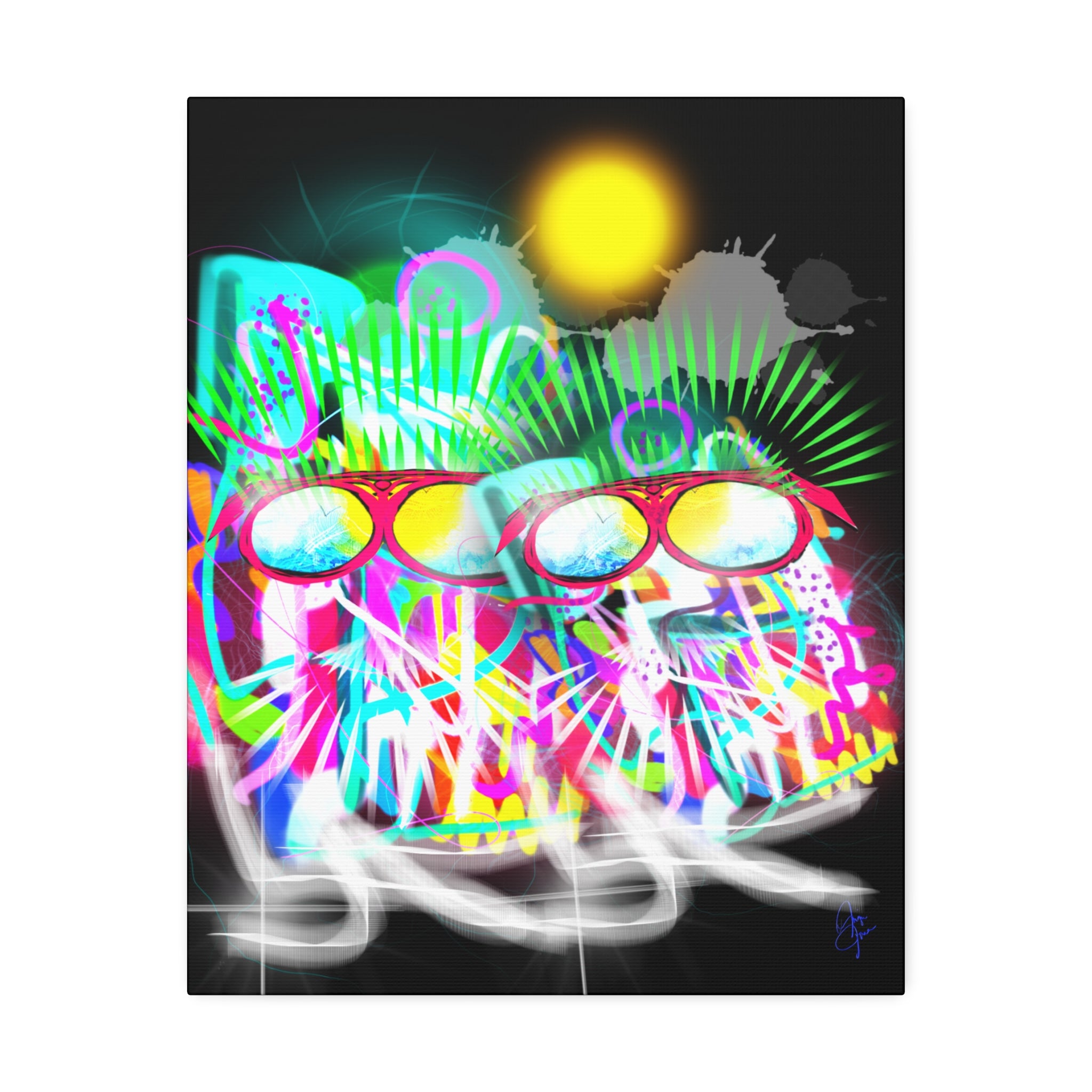 Neon Graffiti Beach Bumbs Canvas