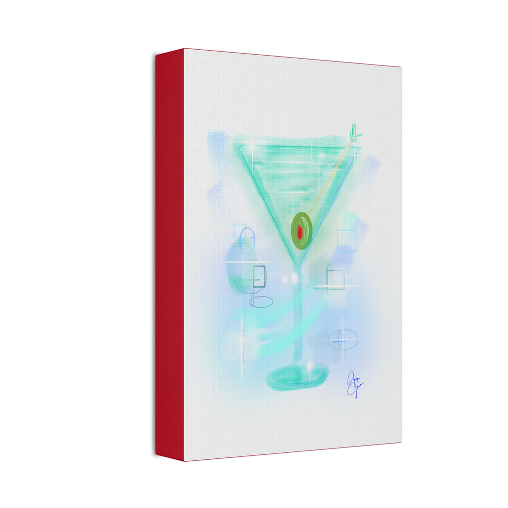 Martini Olive Canvas Print — Retro Cocktail Wall Art