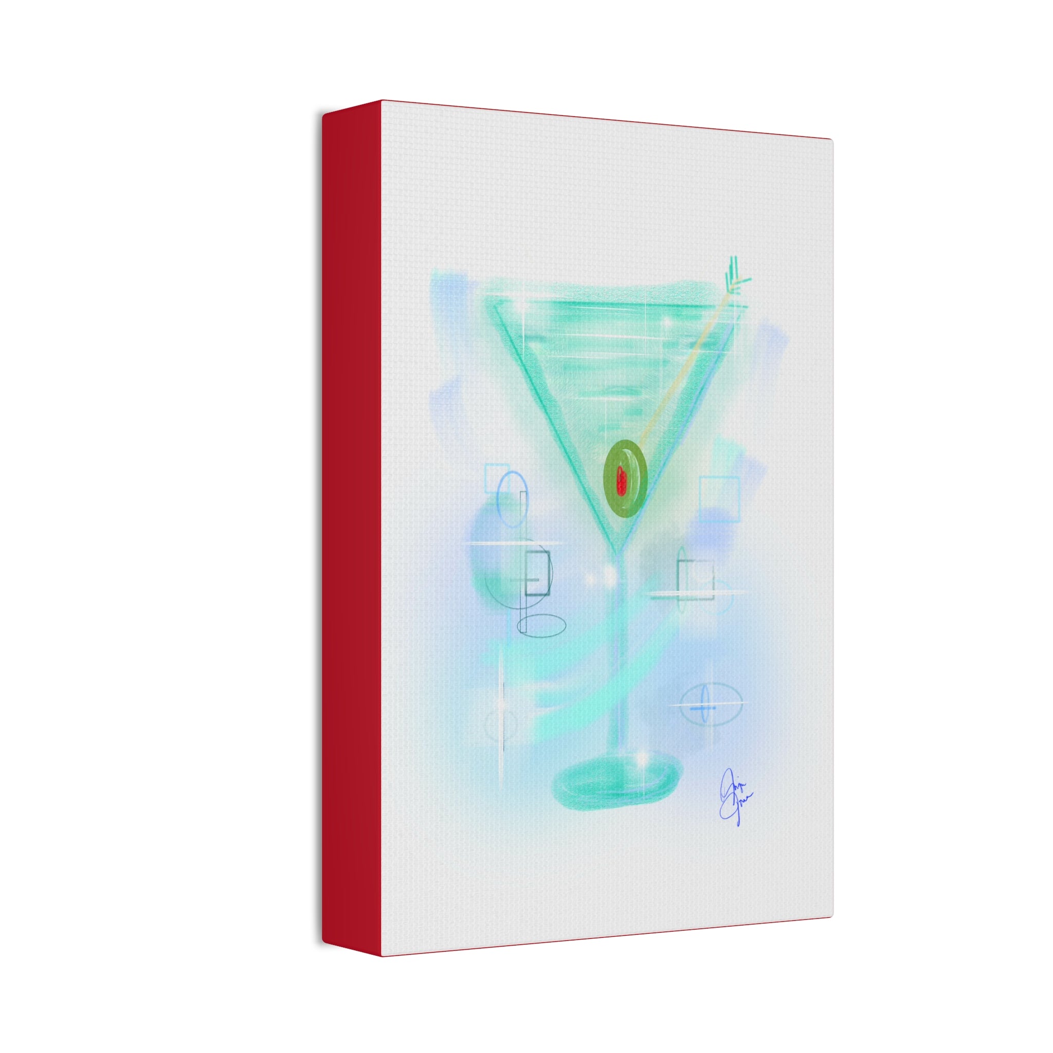 Martini Olive Canvas Print — Retro Cocktail Wall Art