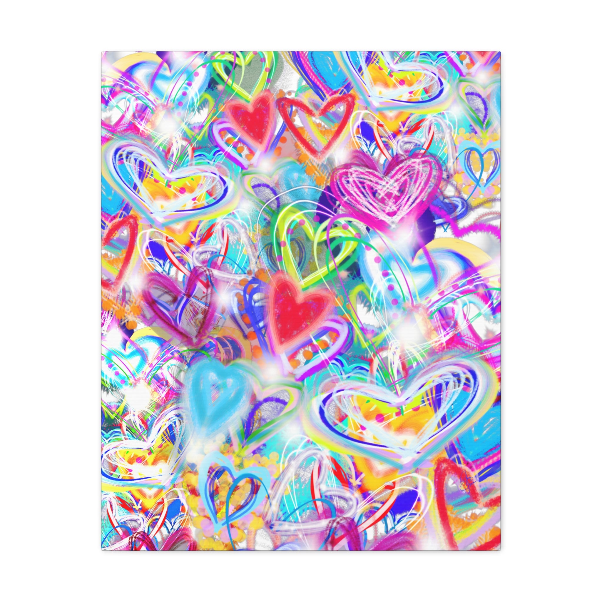 Colorful Heart Graffiti Matte Canvas