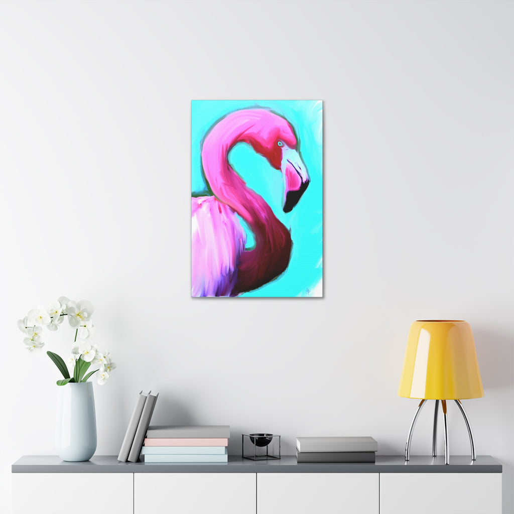 Pink Flamingo Canvas Wall Art – Tropical Bright Stretched Canvas