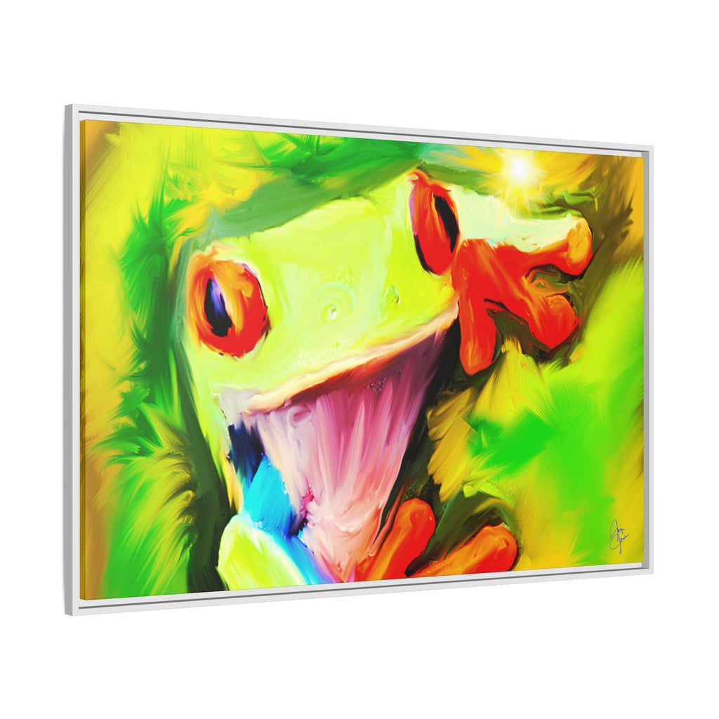 Colorful Tree Frog Matte Canvas Print — Framed Tropical Wall Art