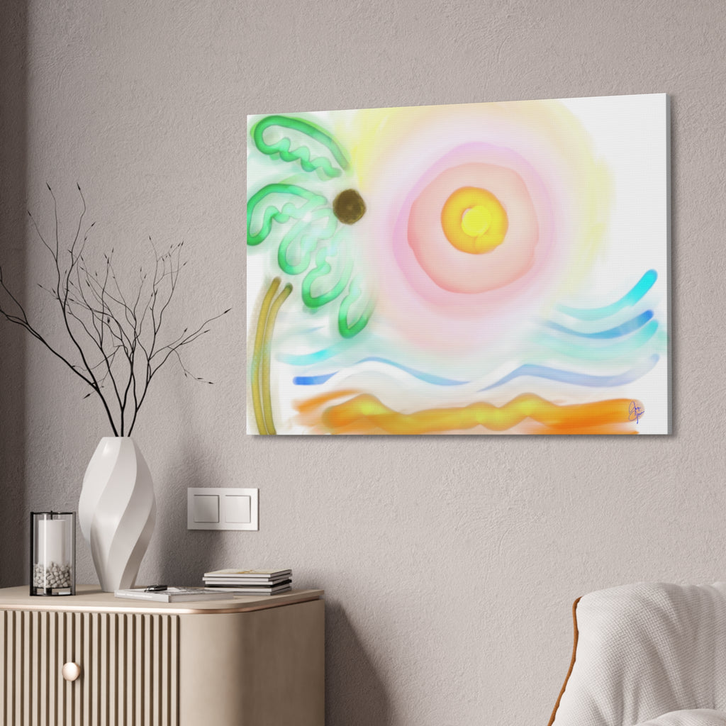 Tropical Sunrise Canvas Wall Art — Stretched 1.5" Beach Landscape Print