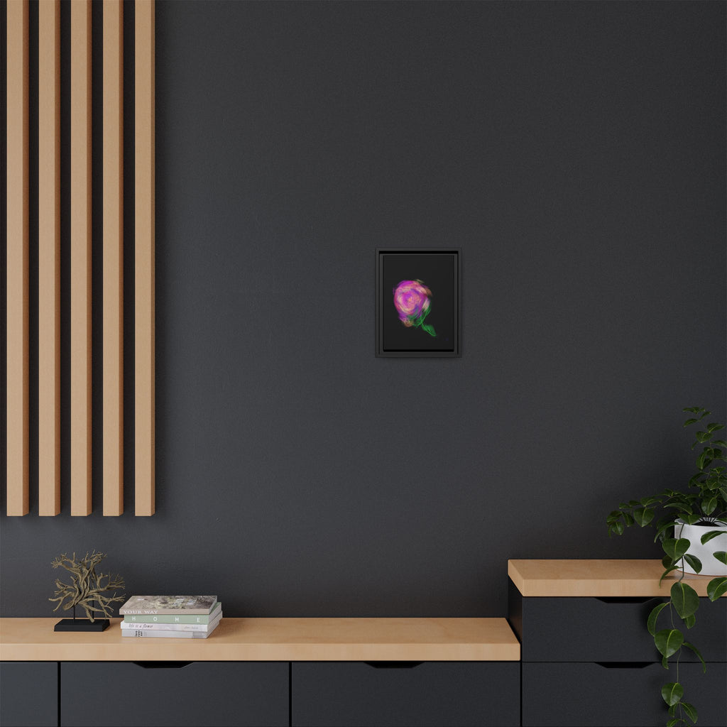 Abstract Rose Swirl Matte Framed Canvas — Multicolor Floral Wall Art
