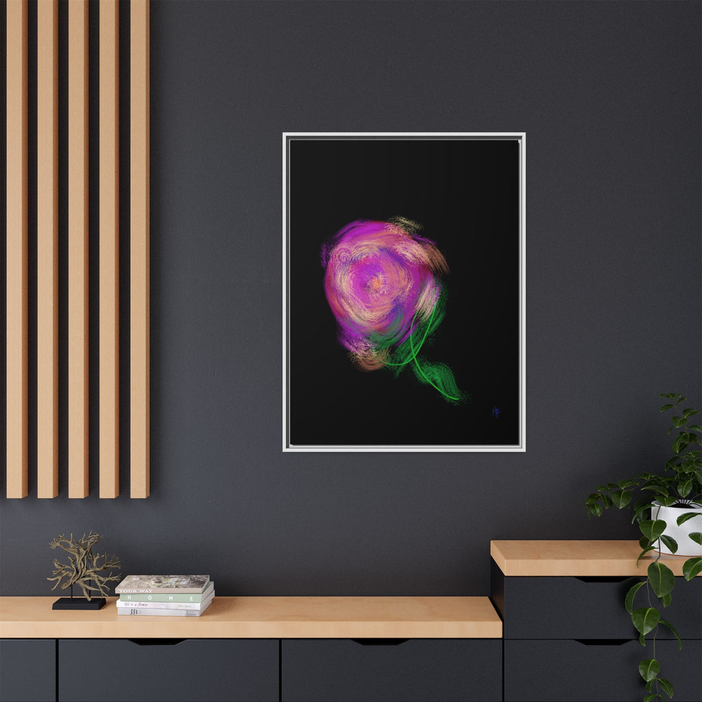 Abstract Rose Swirl Matte Framed Canvas — Multicolor Floral Wall Art
