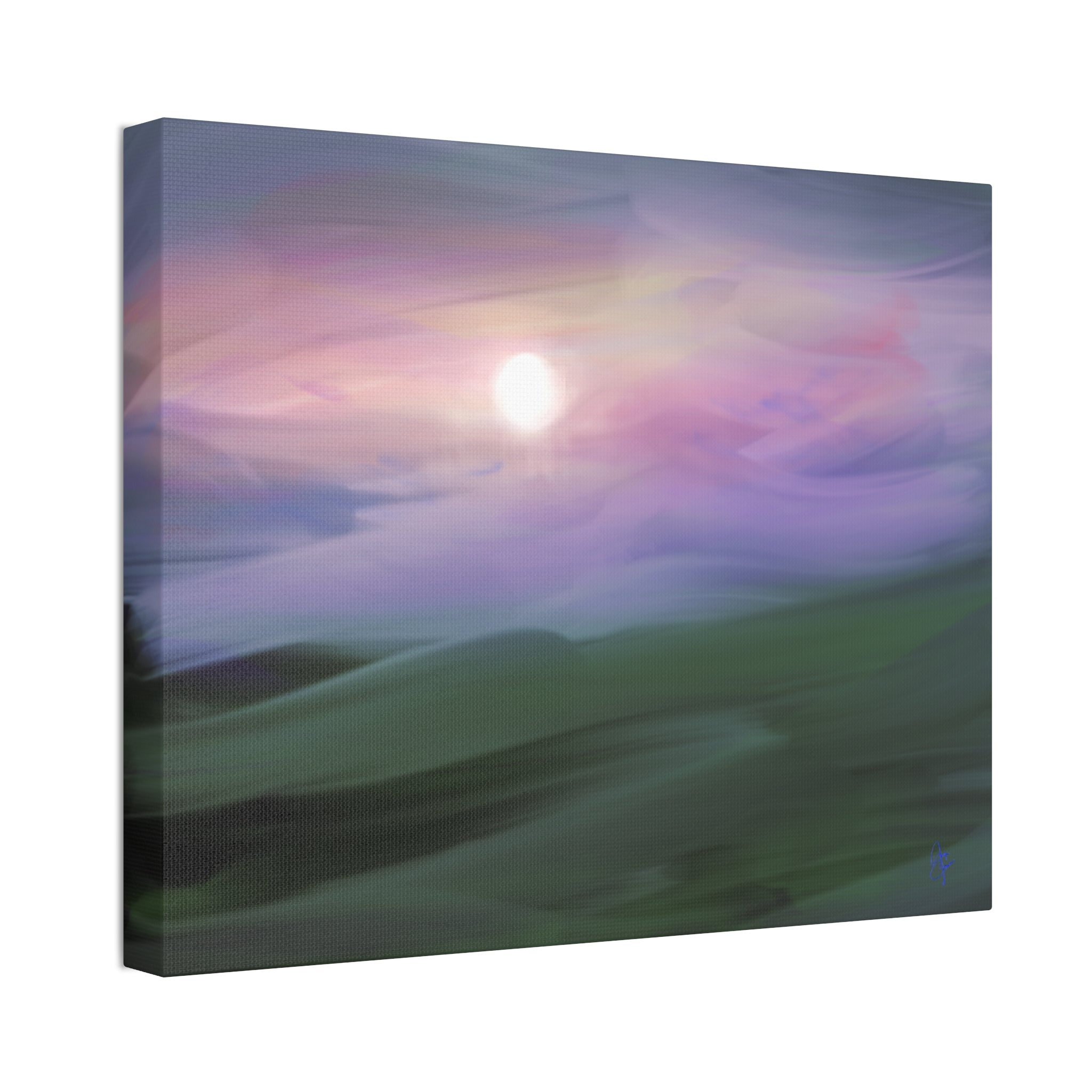 Sunrise Mist Landscape Canvas Print — Serene Pastel Wall Art