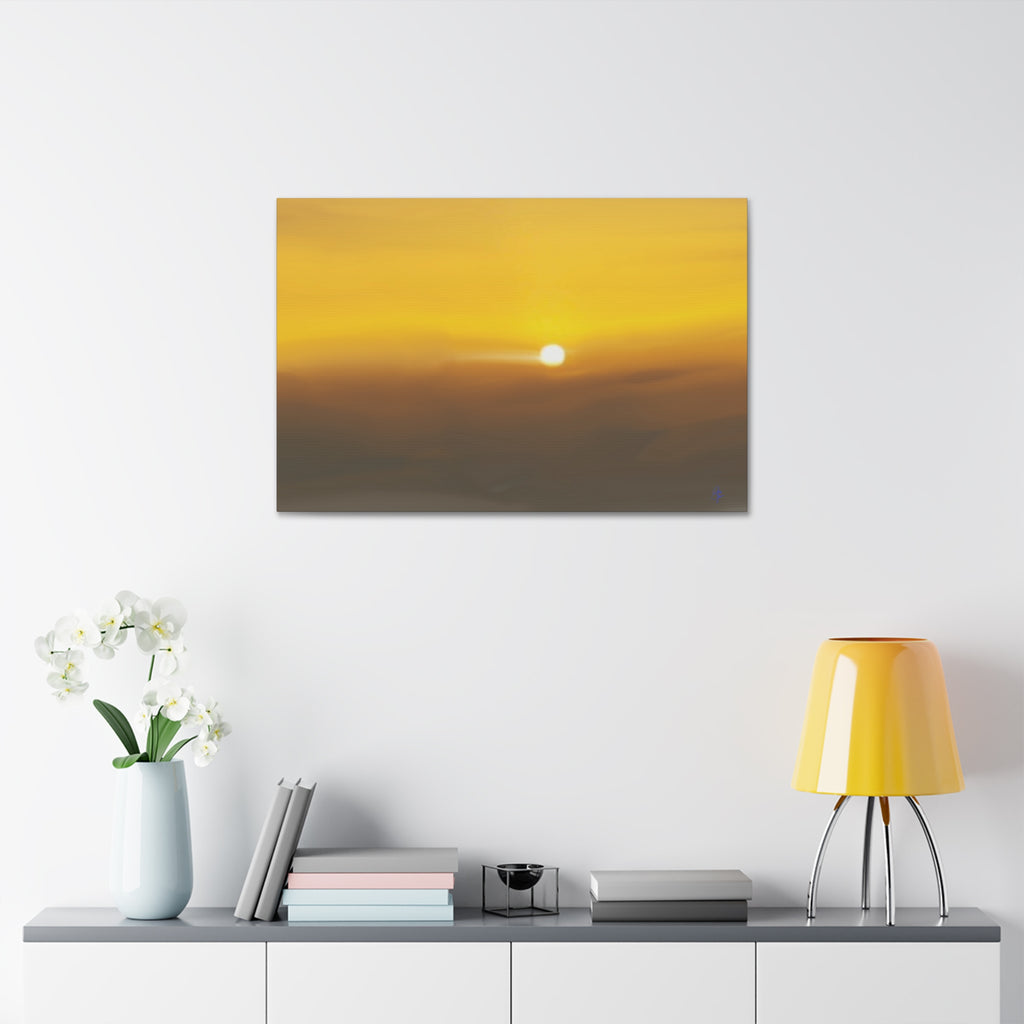 Golden Sunrise Canvas Wall Art — Tranquil Sunrise Stretched Canvas