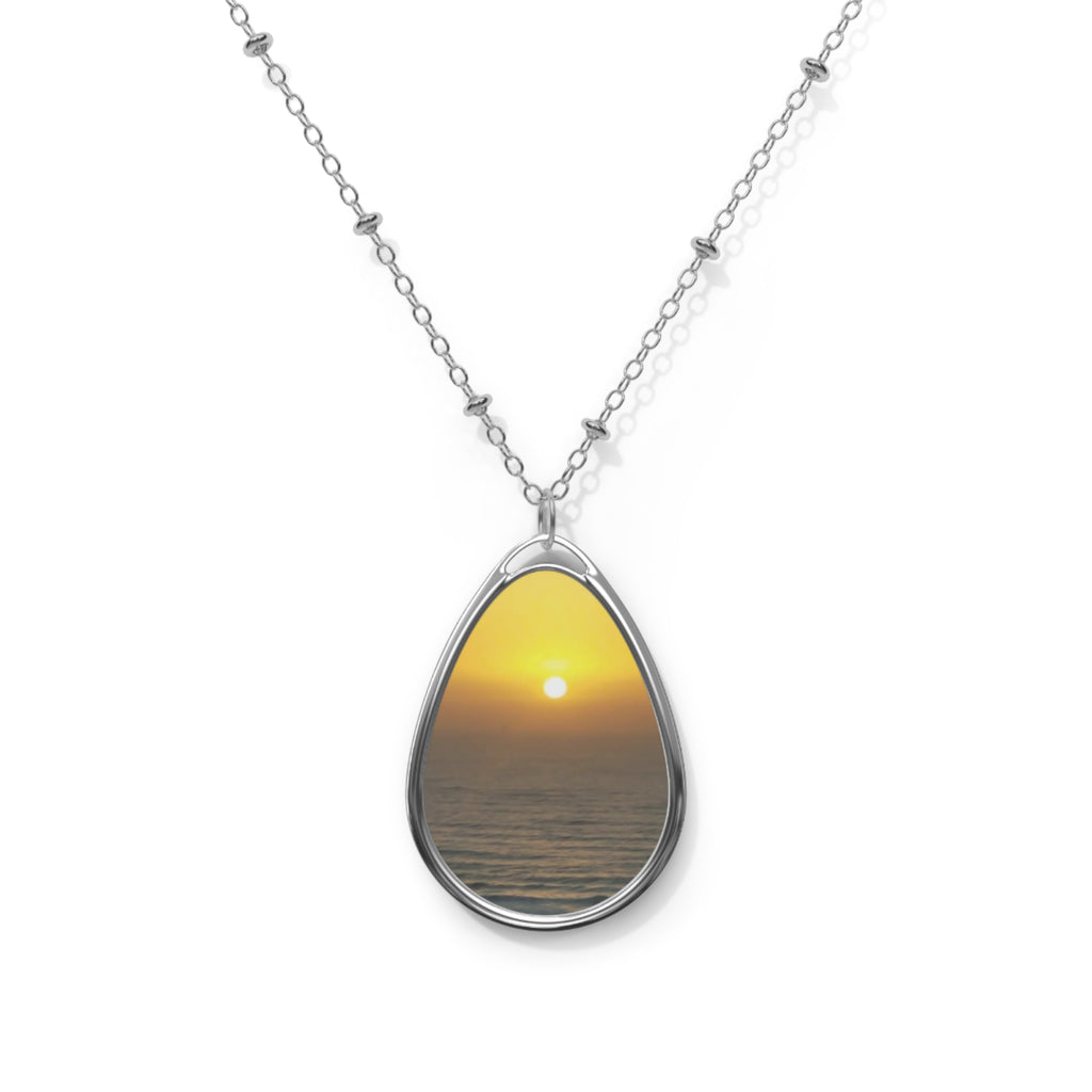 Sunset Oval Necklace - Elegant Teardrop Pendant for Nature Lovers