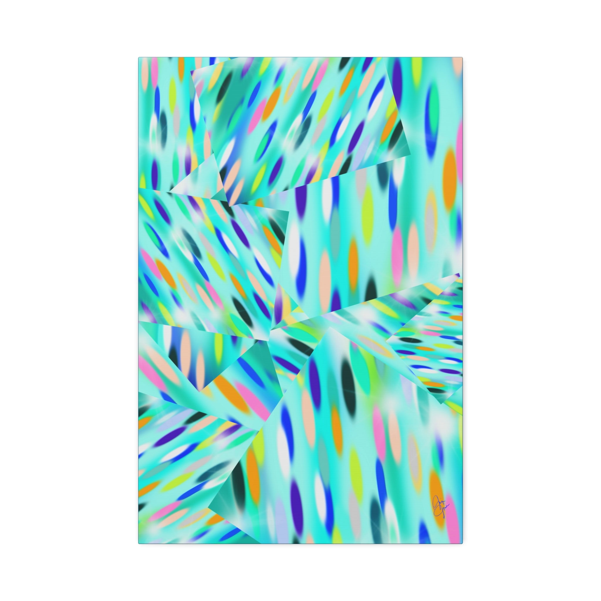 Abstract Aqua Canvas Print — Turquoise Geometric Art on Stretched 1.5" Canvas