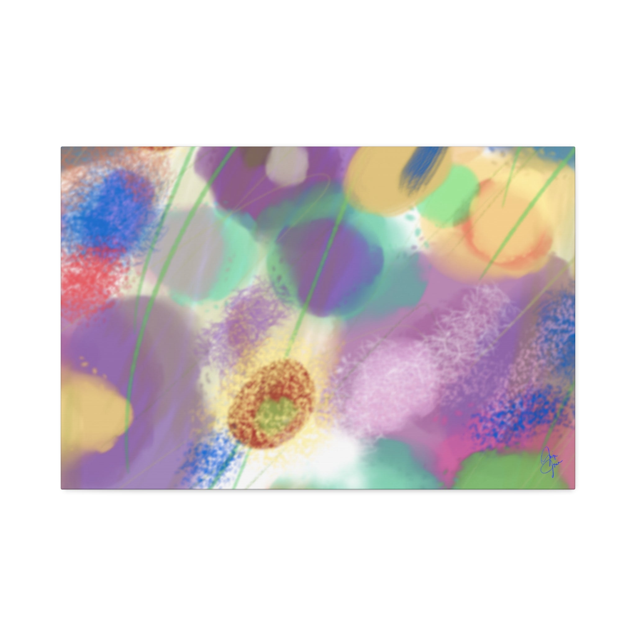 Abstract Pastel Floral Canvas Art — Colorful Stretched Wall Decor