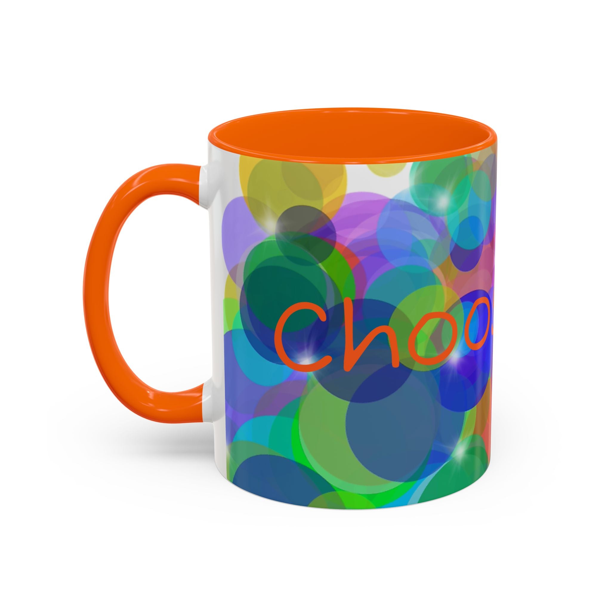 Colorful Bokeh "Choose Joy!" Accent Coffee Mug (11/15oz)