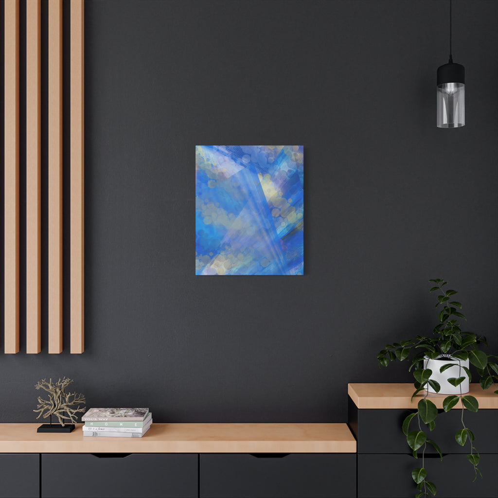 Abstract Blue Bokeh Matte Canvas Wall Art