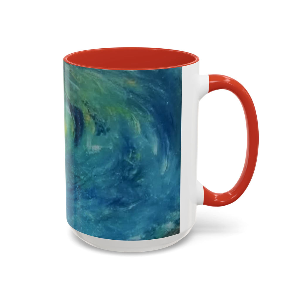 Ocean Wave Art Coffee Mug — Blue/Teal Abstract Accent Mug (11/15oz)