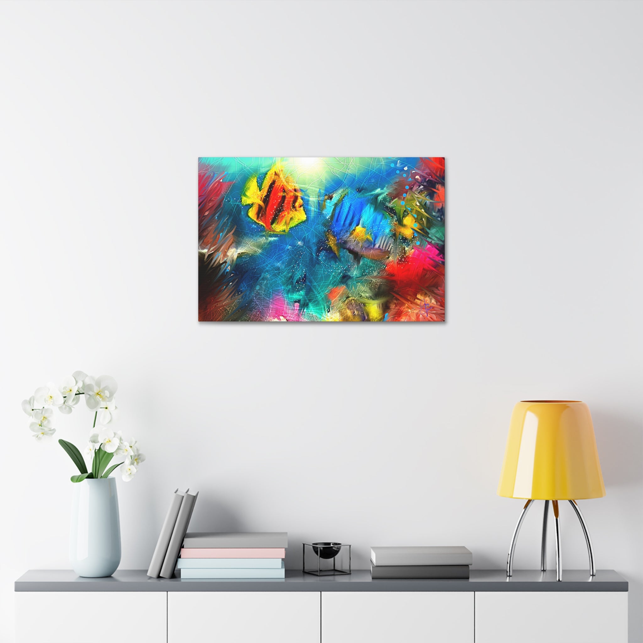 Abstract Tropical Fish Canvas – Colorful Ocean Wall Art (Stretched 1.5")