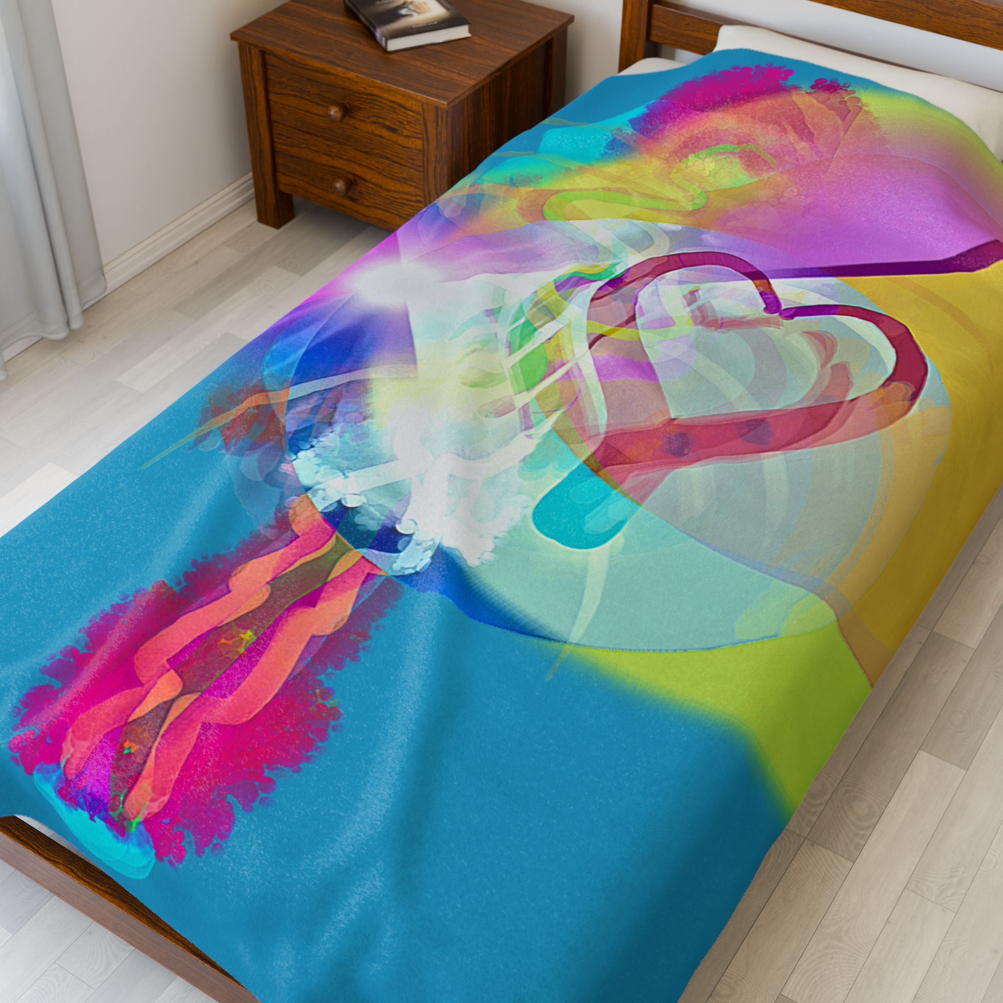 Colorful Heart Dream Velveteen Plush Blanket "God's Love"– Cozy Abstract Love Throw