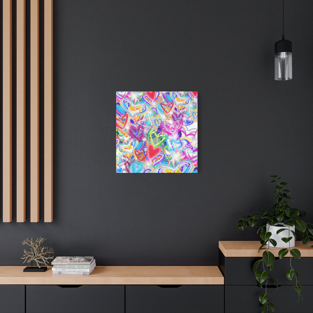 Colorful Heart Graffiti Matte Canvas