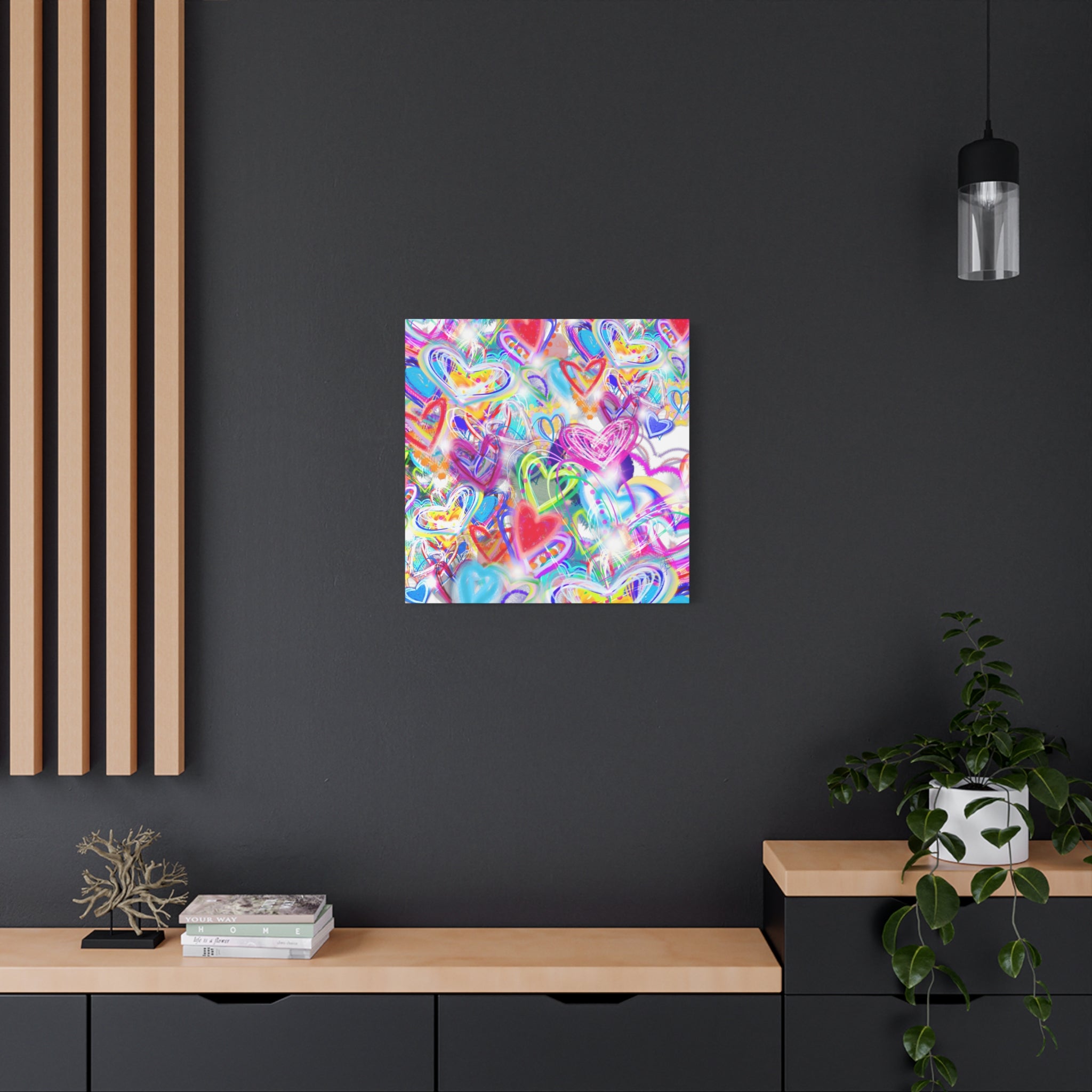 Colorful Heart Graffiti Matte Canvas