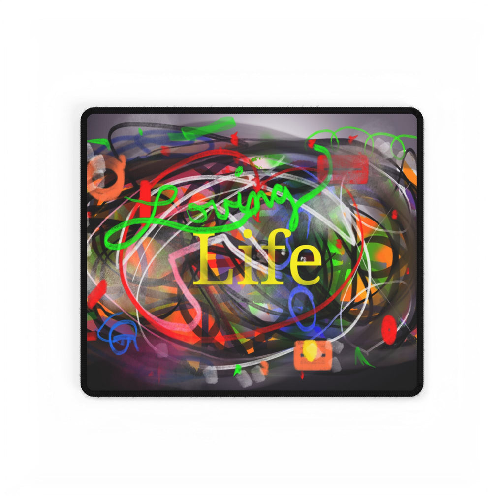 Desk Mat — Vibrant 'Lovng Life' Abstract Art Gaming/Office Mouse Pad