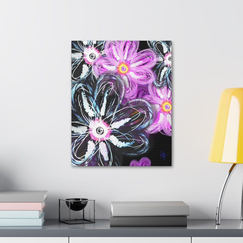 Floral Neon Abstract Canvas
