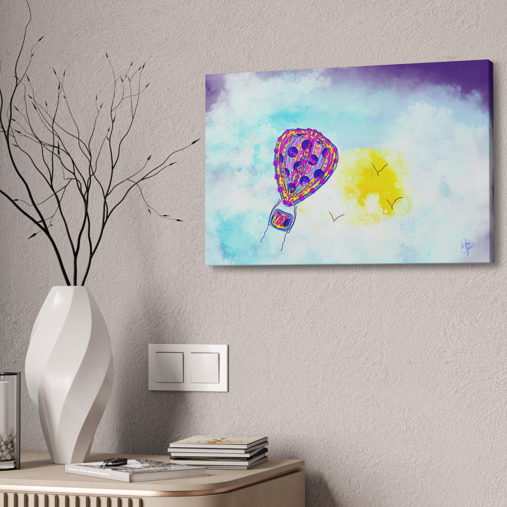 Hot Air Balloon Canvas Art – Whimsical Sunshine Nursery Wall Décor (Stretched Canvas)