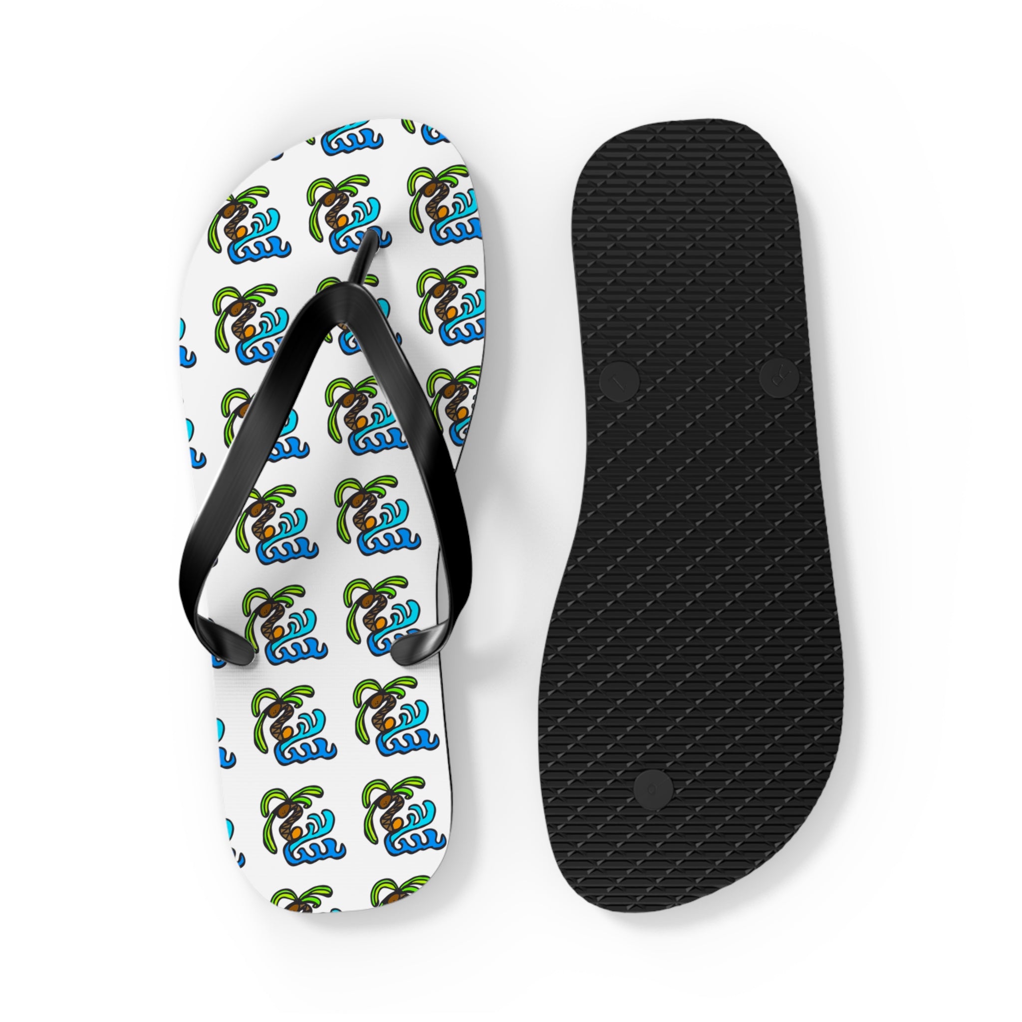 Flip Flops — Tropical Palm Tree Pattern Beach Sandals
