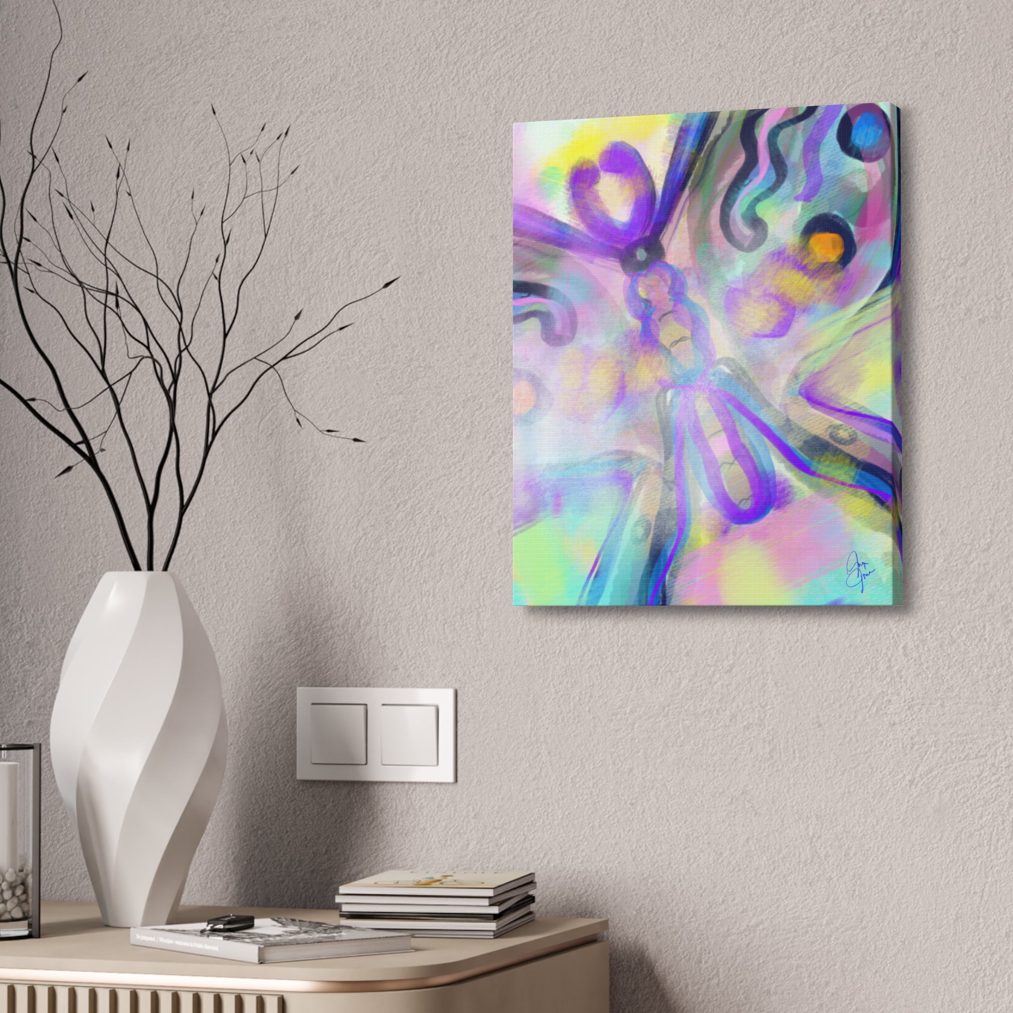Abstract Pastel Butterfly Canvas — Stretched 1.5" Wall Art