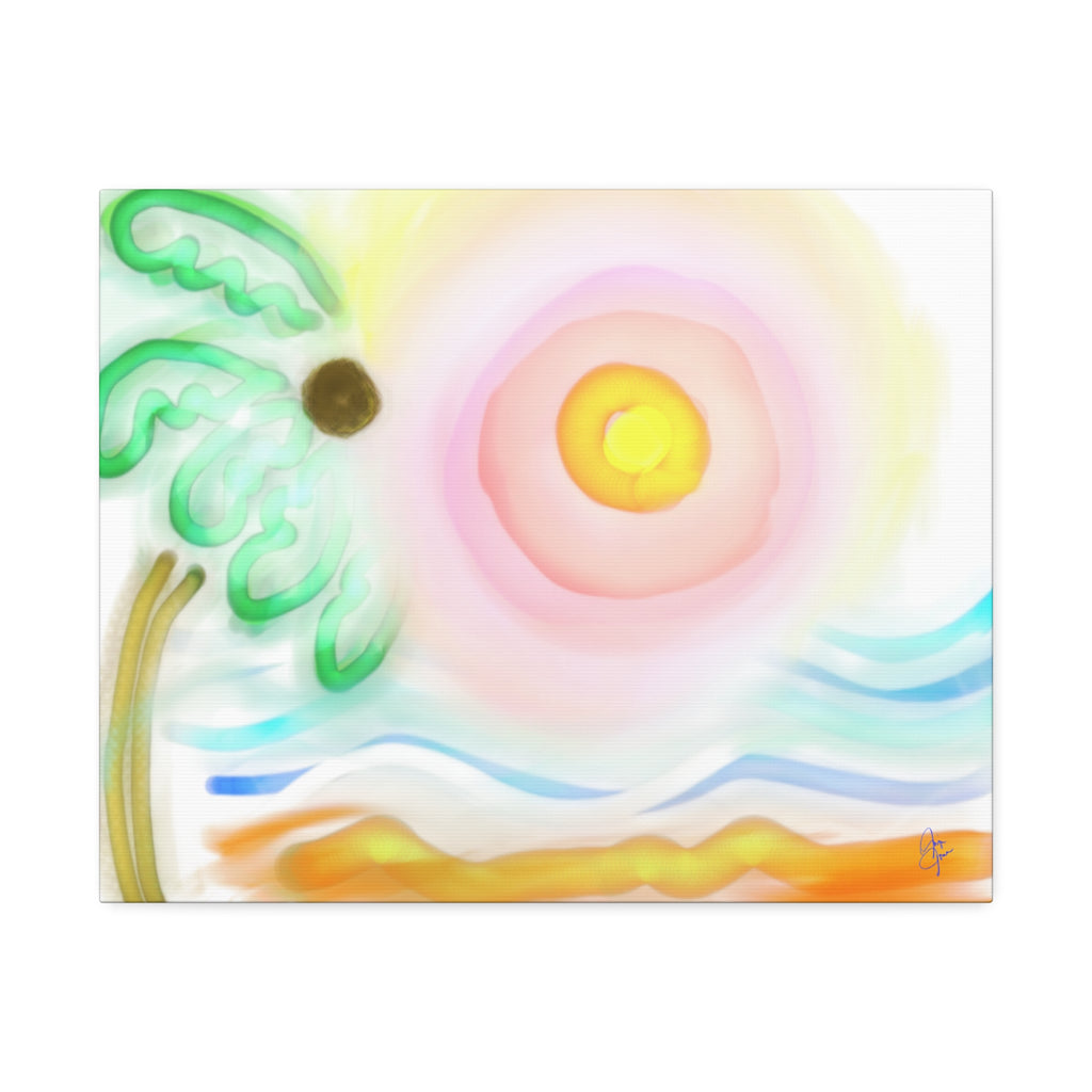 Tropical Sunrise Canvas Wall Art — Stretched 1.5" Beach Landscape Print