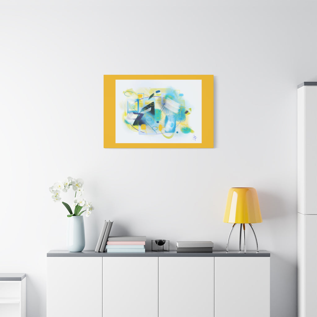 Abstract Blue & Yellow Geometry Canvas Print — Modern Stretched Wall Art
