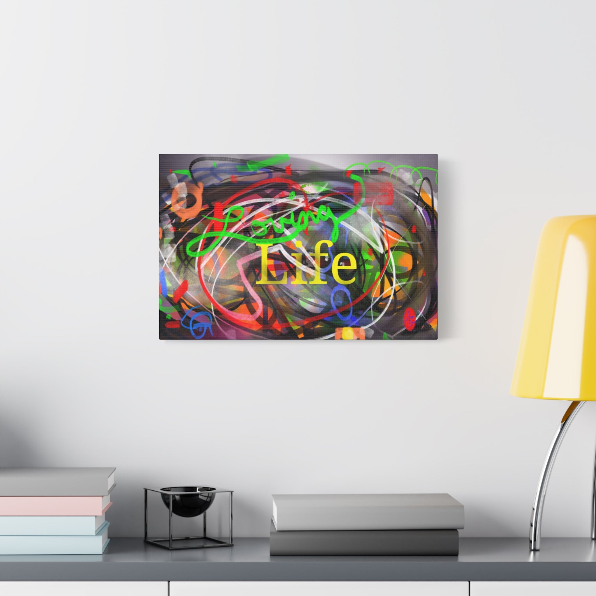 Loving Life Abstract Canvas Wall Art – Colorful Modern Stretched Matte Print