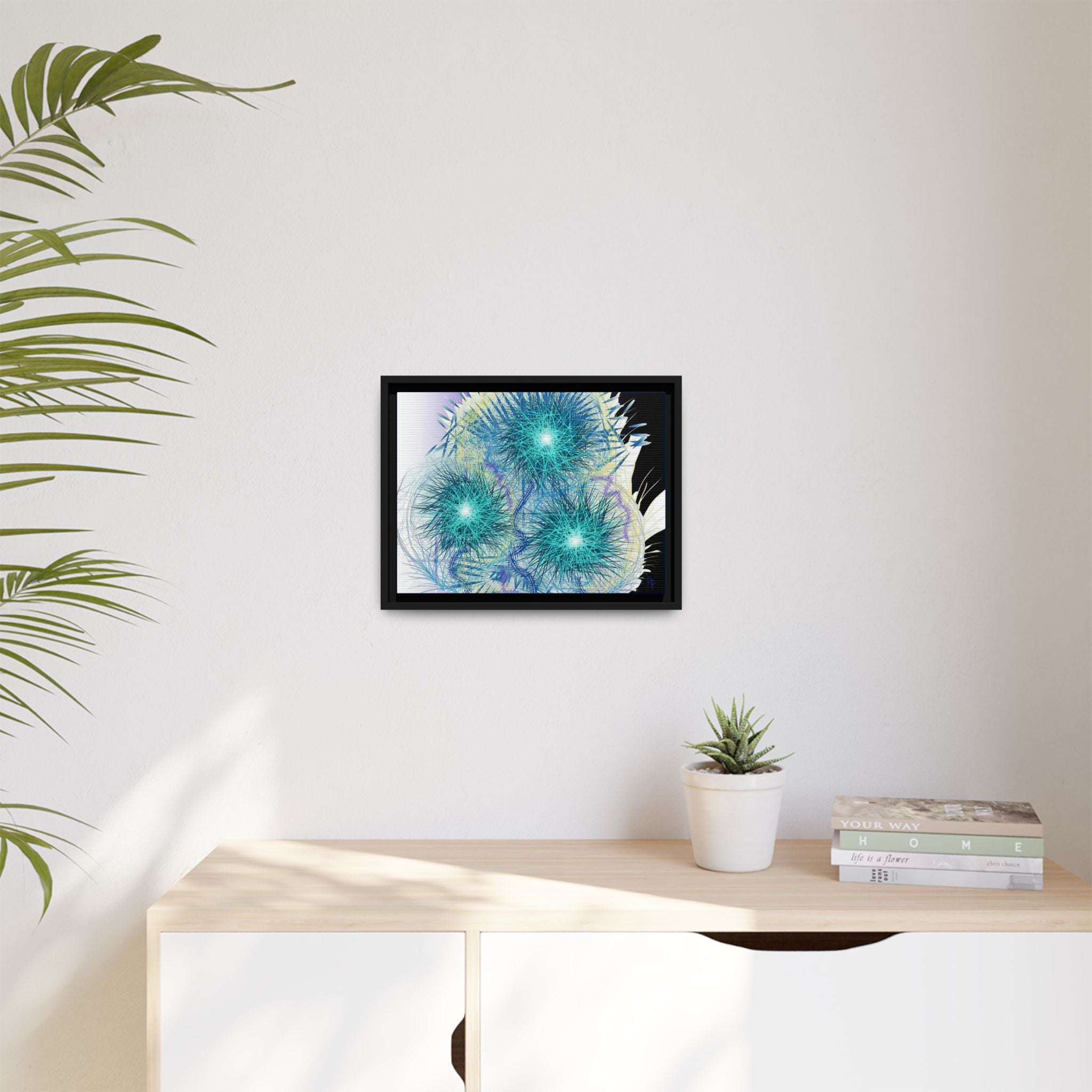 Dandelion Abstract Print Matte Canvas Framed Wall Art